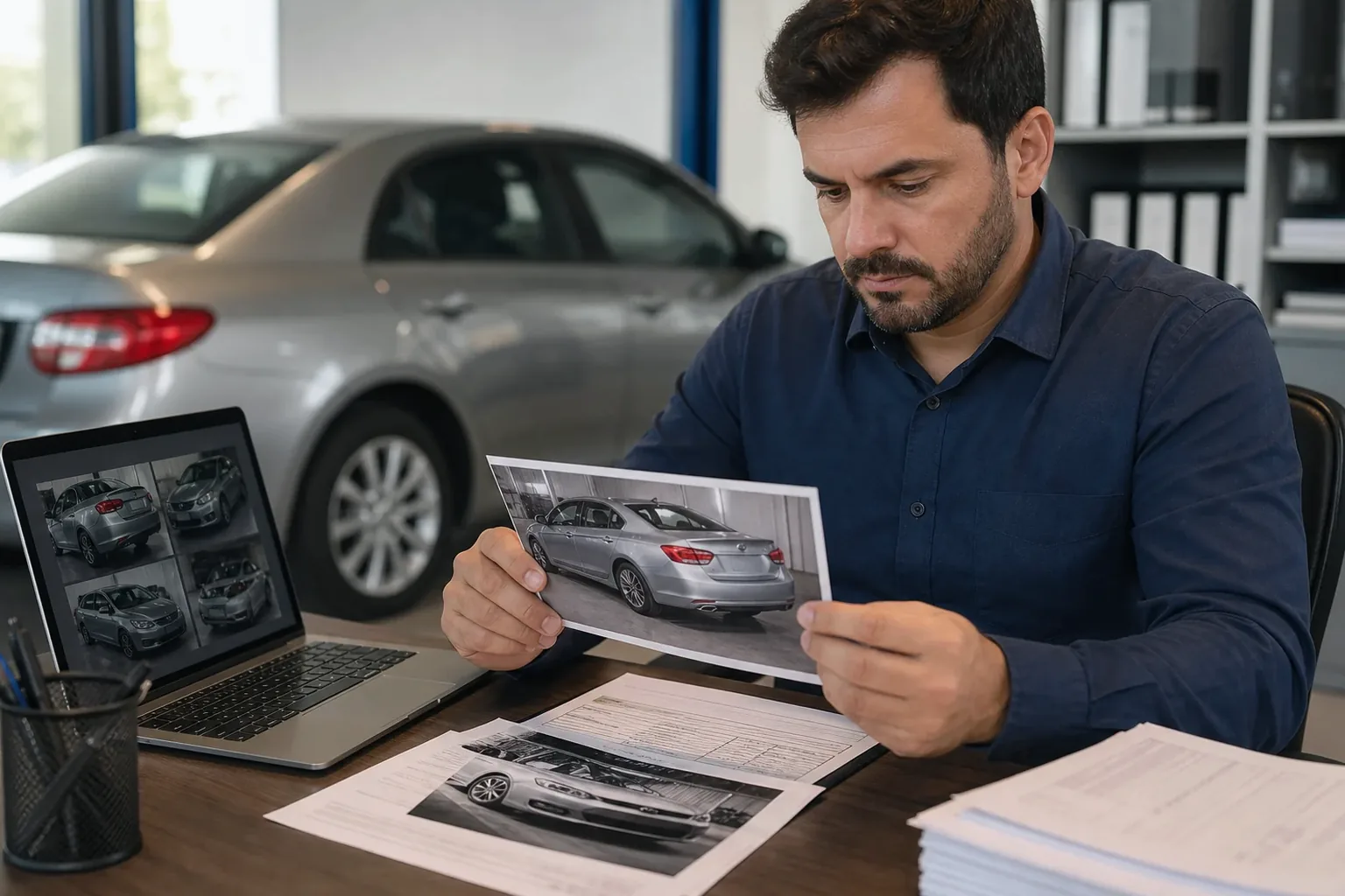 Profissional ajudando cliente no processo de renovação da CNH.